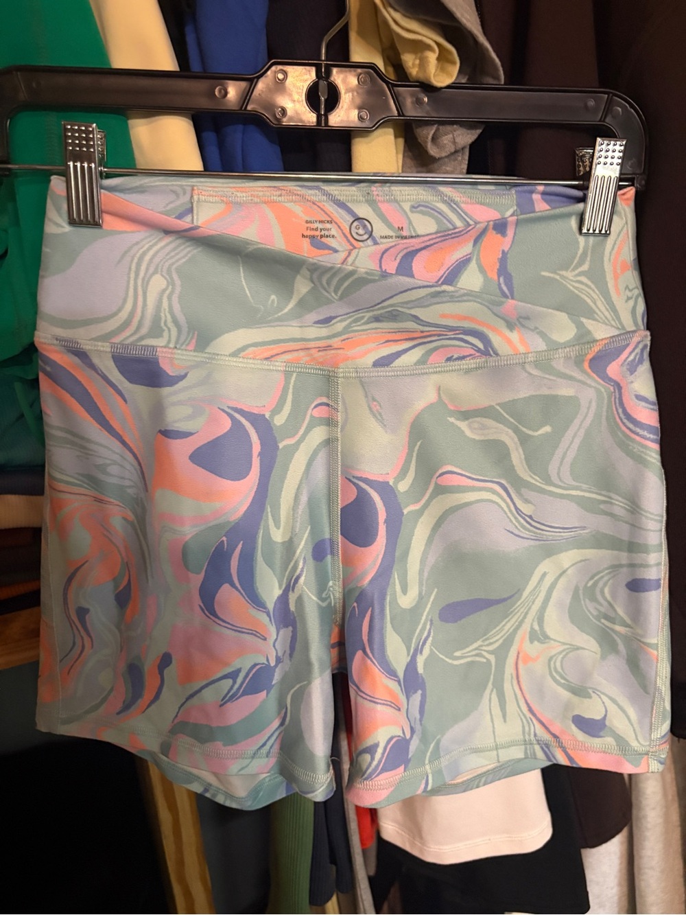 Gilly Hicks Pastel Marble Bike Shorts - Mint, Pink & Lavender